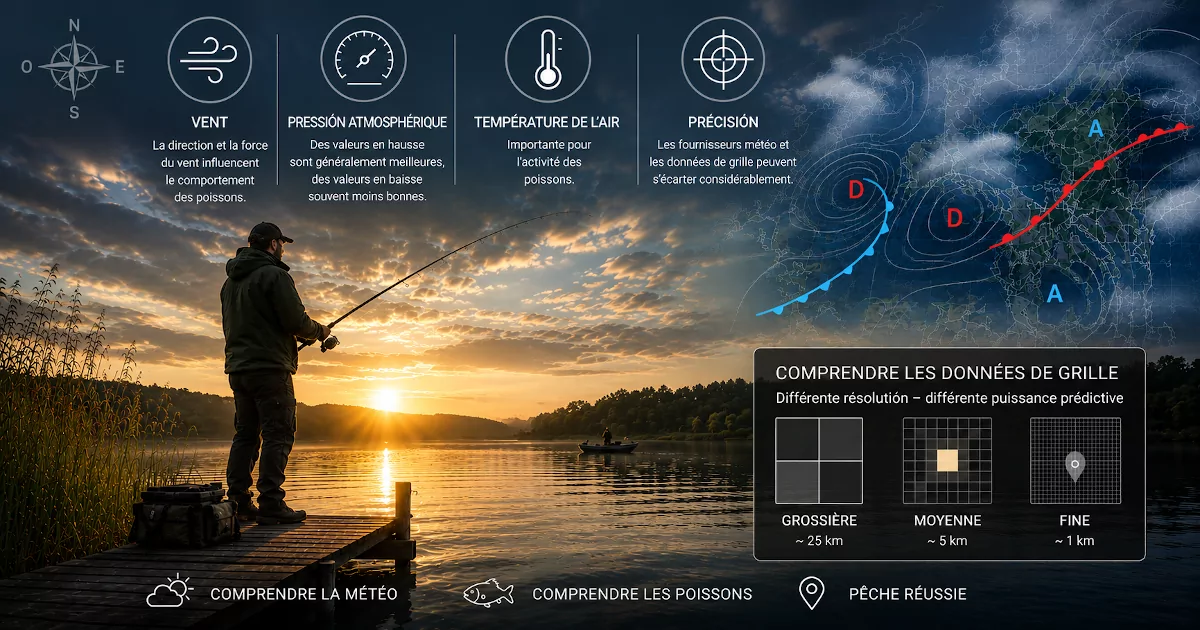 Résolution de grille : de la grille grossière de 25 km à la grille fine de 1 km — plus la grille est fine, plus la valeur du modèle est proche du spot