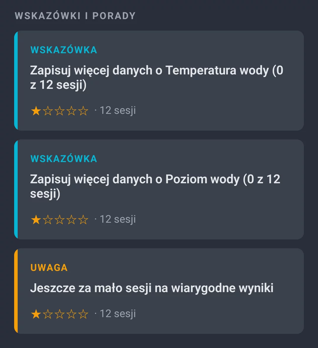 Sekcja 'Wskazówki i porady' w profilu sukcesu AngelStratege
