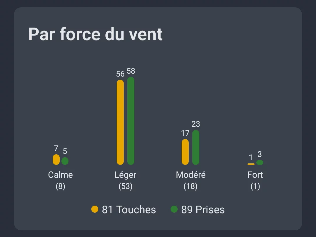 Capture d'écran : analyse météo par force du vent