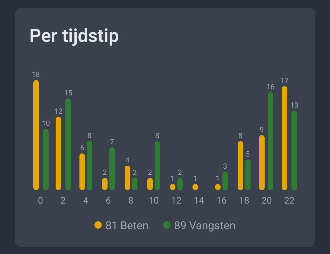 Screenshot: activiteiten per tijdstip over de hele dag