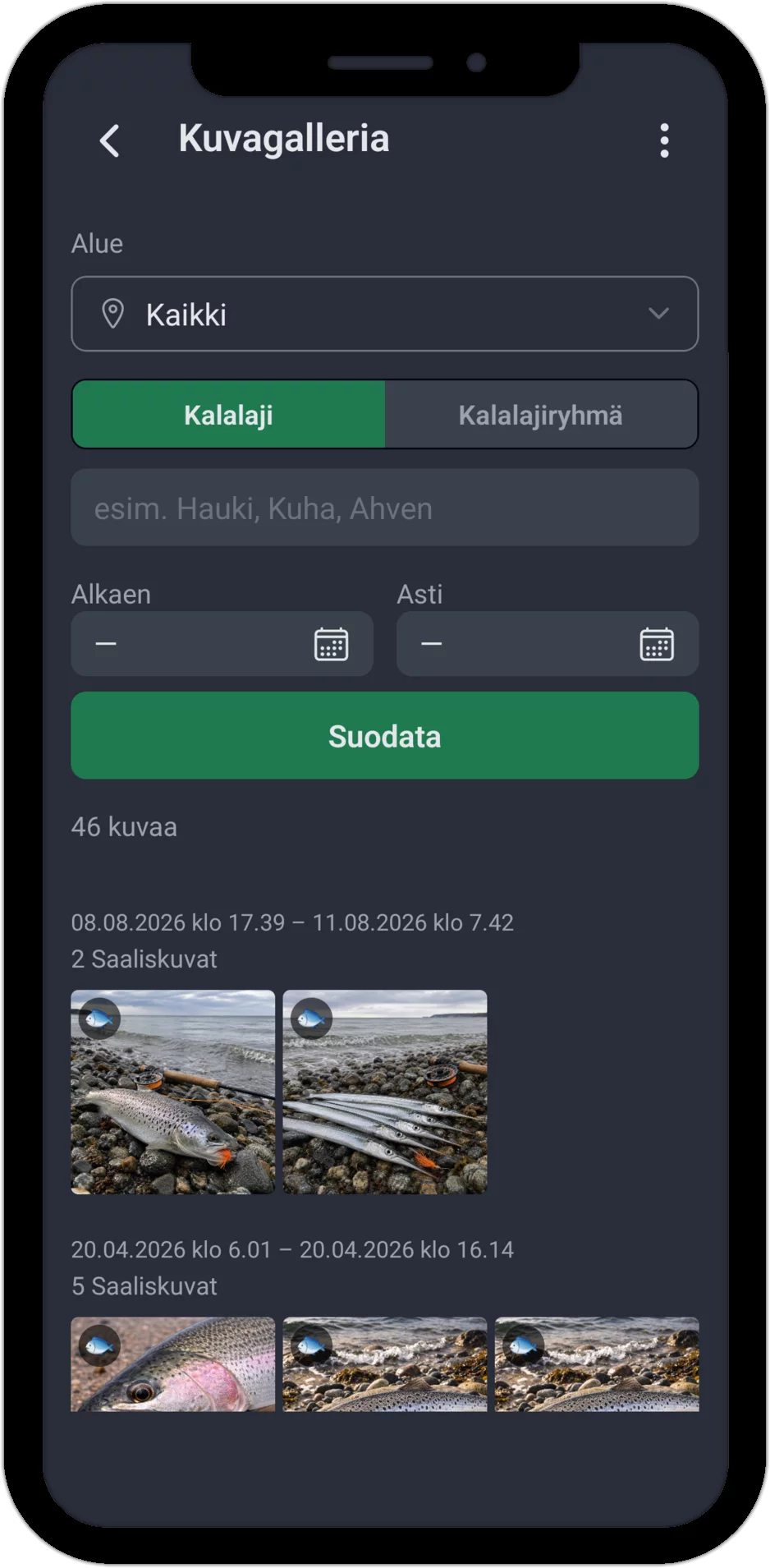 Kuvakaappaus: kuvagalleria suodatinvaihtoehdoilla