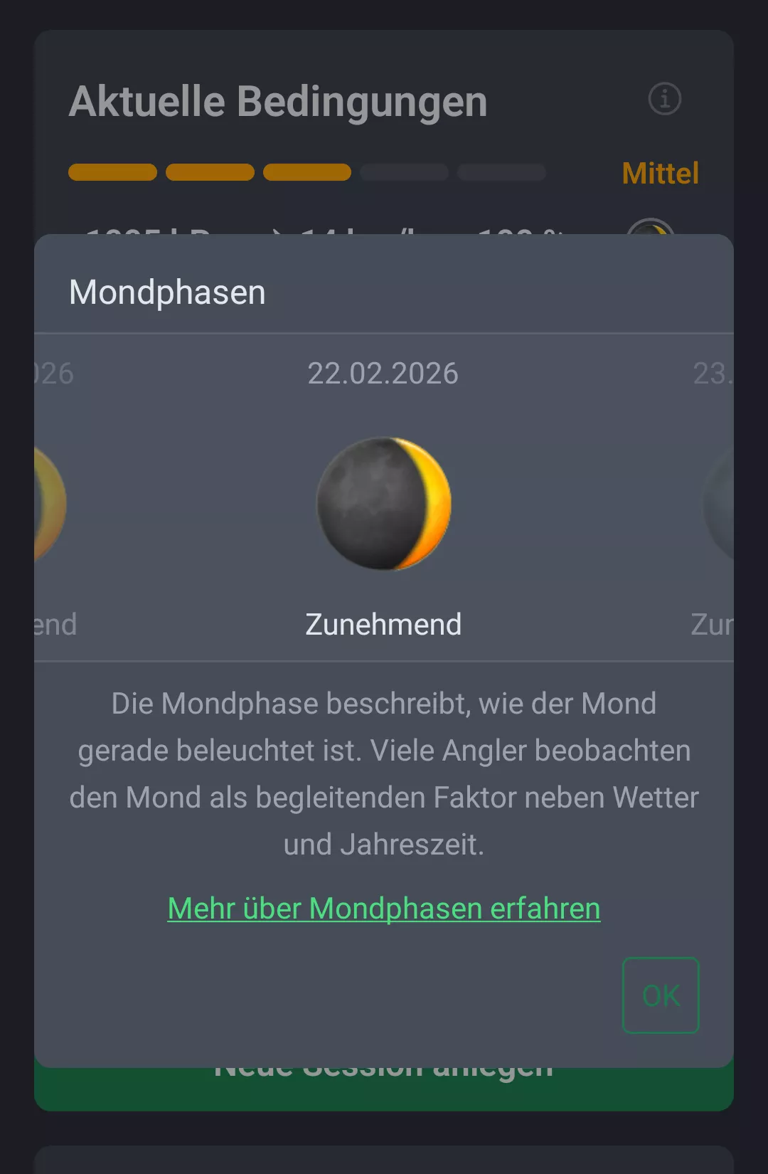 Screenshot: Mondphasen-Dialog in AngelStratege