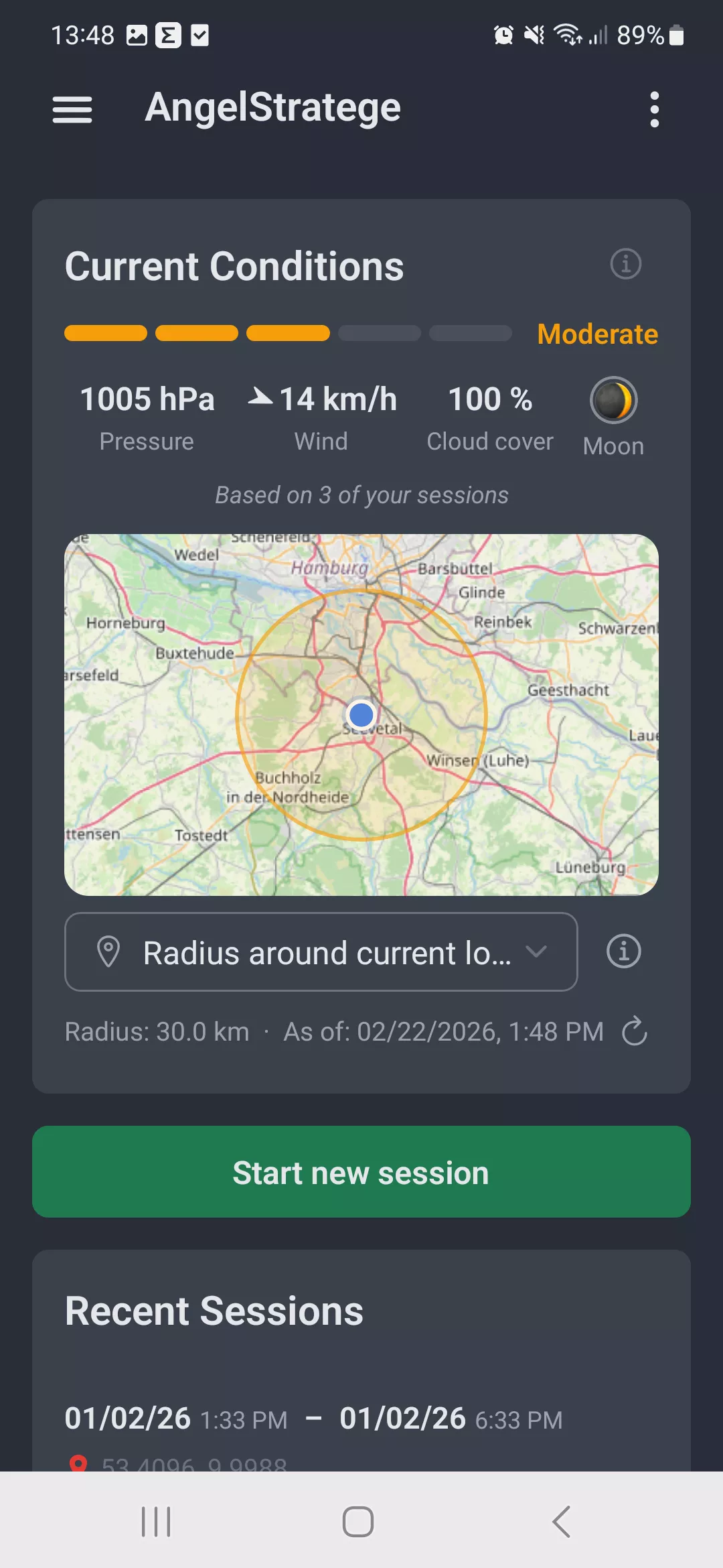 Screenshot: Current Conditions in AngelStratege