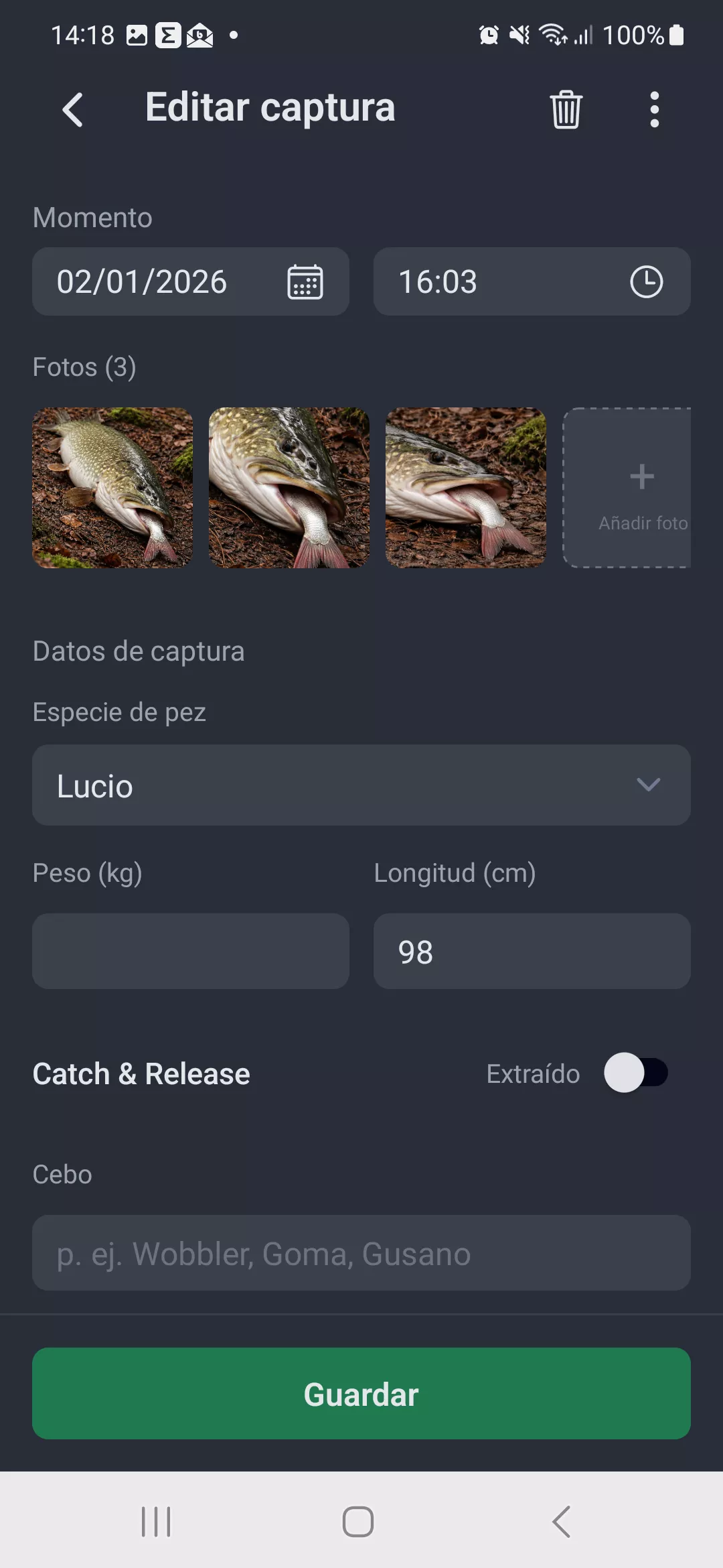 Captura de pantalla: Registrar una captura