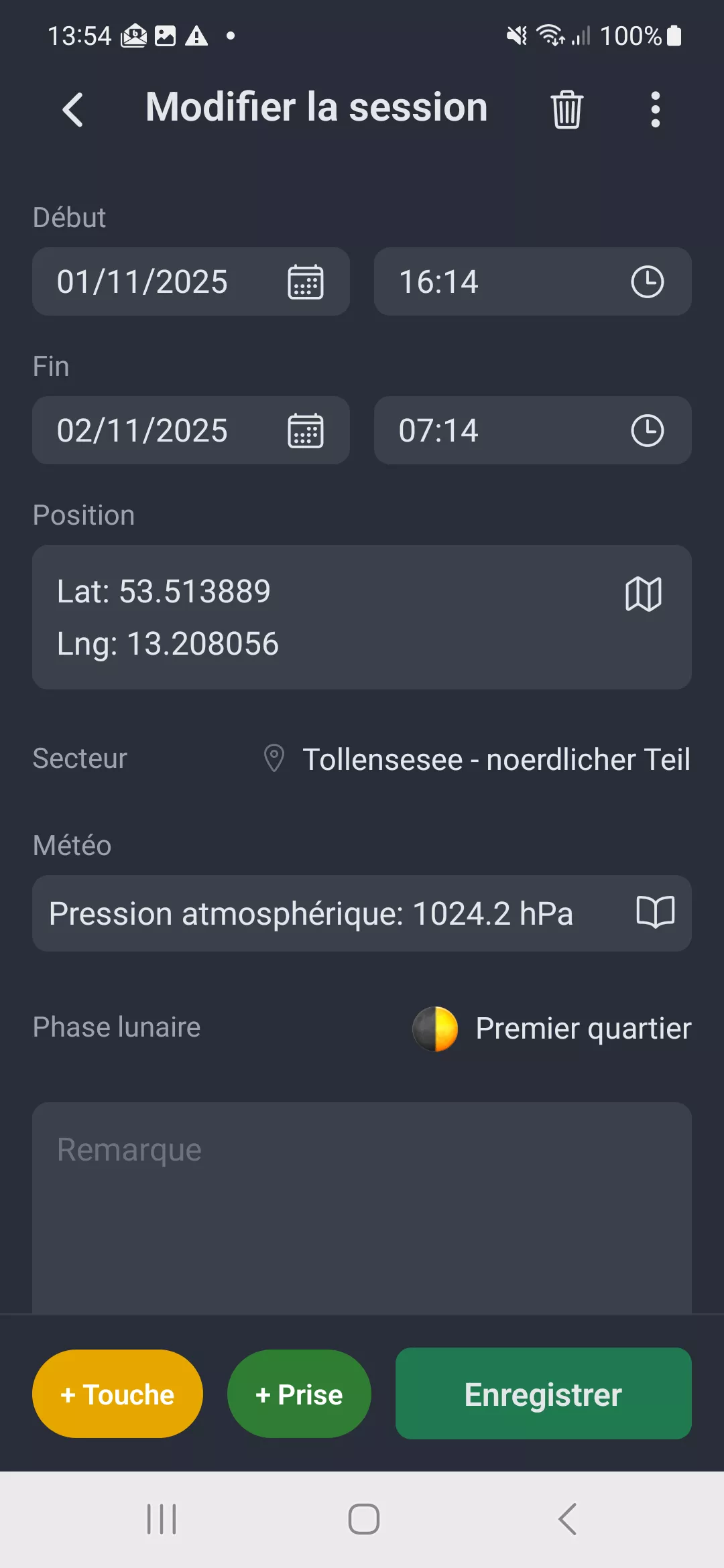 Capture d'ecran : Enregistrement de session